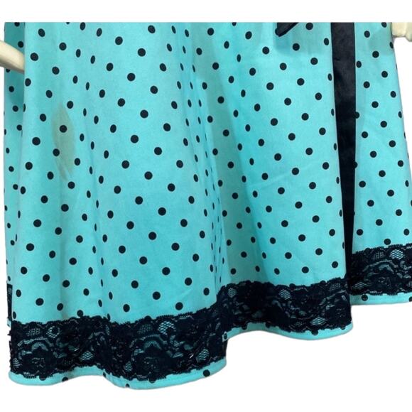 Ruby Rox Pin Up Strapless Green & Black Polka Sash Dress size 6 - Picture 7 of 12